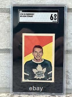 1952-53 Parkhurst # 94 Ron Stewart Rookie Toronto Maple Leafs SGC 6 EX NM