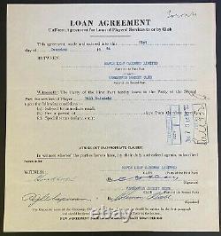 1954 NHL Hockey Loan Signed Contract Bill Ezinicki Maple Leafs Hap Day Autograph