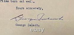 1959 NHL Letter Hockey HOFer Punch George Imlach Signed Autographed Maple Leafs
