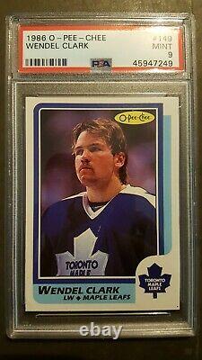 1986 O-Pee-Chee Hockey #149 Wendel Clark Rookie card PSA 9 Mint! Maple Leafs