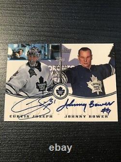 1999-00 Topps Premier Plus Club Signings Curtis Joseph/Johnny Bower Auto Leafs