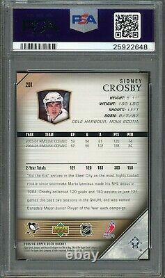 2005 Upper Deck #201 Sidney Crosby Young Guns PSA 10 RC