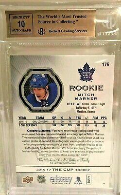 2016-17 Mitch Marner The Cup Rookie Auto Patch RPA /99 Toronto Maple Leafs BGS