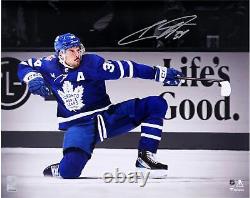 Auston Matthews Maple Leafs Signed 16x20 One Knee Celebrating Spotlight Photo