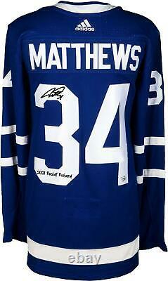 Auston Matthews Maple Leafs Signed Blue Jersey & 2021 Rocket Richard Insc