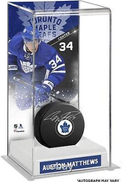 Auston Matthews Maple Leafs Signed Hockey Puck withTall Hockey Puck Case