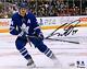 Auston Matthews Toronto Maple Leafs Signed 8x10 Blue Jersey Stopping Photo