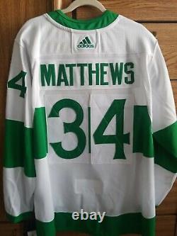Auston Matthews Toronto Maple Leafs St. Pats adidas White Authentic Men's Jersey