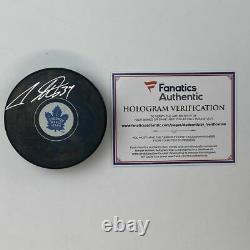Autographed/Signed AUSTON MATTHEWS Toronto Maple Leafs Hockey Puck Fanatics COA