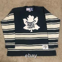 CCM Toronto Maple Leafs NHL Hockey Jersey Vintage Wool Sweater Blue Away XL