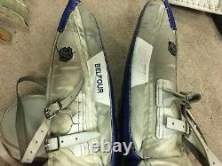 ED BELFOUR 05'06 Toronto Maple Leafs NHL Game Worn Used Goalie Leg Pads COA