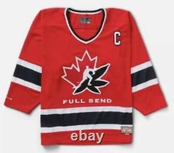 FULL SEND Classic Red Maple Leafs Hockey Jersey, by Nelk. Large