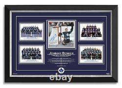 Johnny Bower Signed Toronto Maple Leafs 4 Stanley Cups Archival Etched Glass T