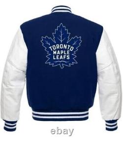 Letterman Toronto Maple Leafs Varsity Jacket With Genuine Leather Sleeves