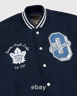 Men's Toronto Maple Leafs OVO x NHL Blue Full-Snap Varsity Jacket Large