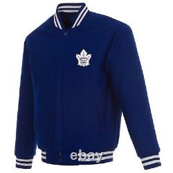NHL Toronto Maple Leafs JH Design Wool Reversible Jacket With Embroidered Logos