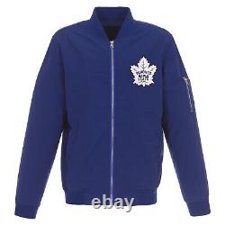 NHL Toronto Maple Leafs Lightweight Nylon Bomber Blue Jacket Embroidered Logo