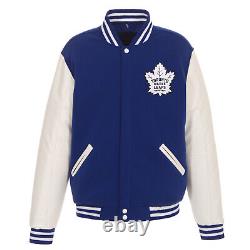 NHL Toronto Maple Leafs Reversible Fleece Jacket PVC Sleeves 2 Front Logos JHD