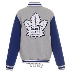 NHL Toronto Maple Leafs Reversible Full Snap Fleece Jacket Embroidered Logos JHD