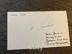 Pete Backor Toronto Maple Leafs signed autographed Hockey 3x5 index card