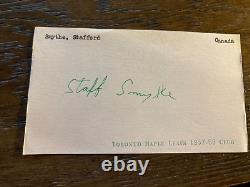 Stafford Smythe Toronto Maple Leafs signed autograph Hockey 3x5 index card Cut