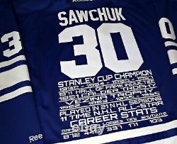 Terry Sawchuk Toronto Maple Leafs NHL Career Stats Tribute Reebok Hockey Jersey