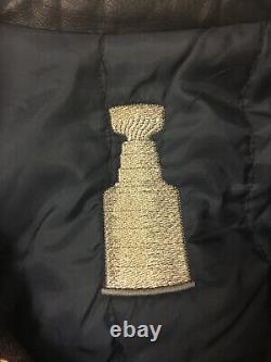 Toronto Maple Leafs Leather Wool Varsity Bomber Jacket Large 1999 90s NHL VTG