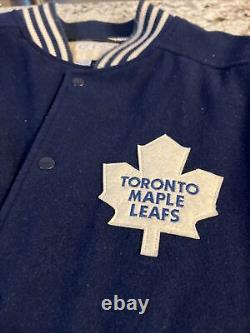 Toronto Maple Leafs Varsity Jacket Embroidered Wool Jacket Navy CCM Size XL