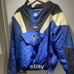 Toronto Maple Leafs Vintage Starter Jacket size L Quarter Zip Pullover Puffer