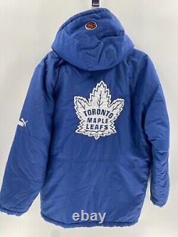 VTG 90s Toronto Maple Leafs NHL Hoodied Puffer Jacket Coat Full Zip Men's Sz S