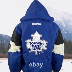 VTG Toronto Maple Leafs Starter 1/4 Zip Hooded Windbreaker Jacket M MUST READ