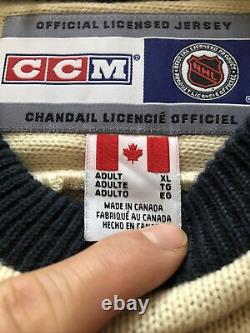 Vintage TORONTO MAPLE LEAFS CCM NHL Heritage Knit Sweater jersey Men XL Retro