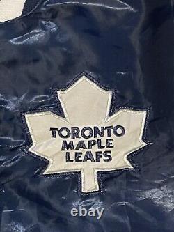 Vintage Toronto Maple Leafs Starter Satin Bomber Jacket Size XL Blue NHL