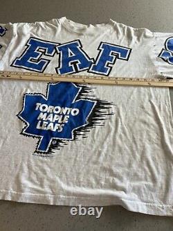 Vtg Toronto Maple Leafs Grey & Blue Leafs Spellout T Shirt Sz One Size